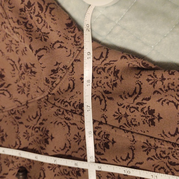 2-Way Zipper Hoodie/ Sweatshirt with Tie-back, Brown Scroll Pattern - Picture 12 of 12
